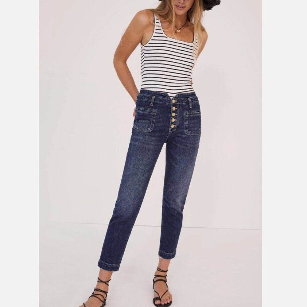 Anthropologie Pilcro High Rise Slim Fit Button Fly Jeans